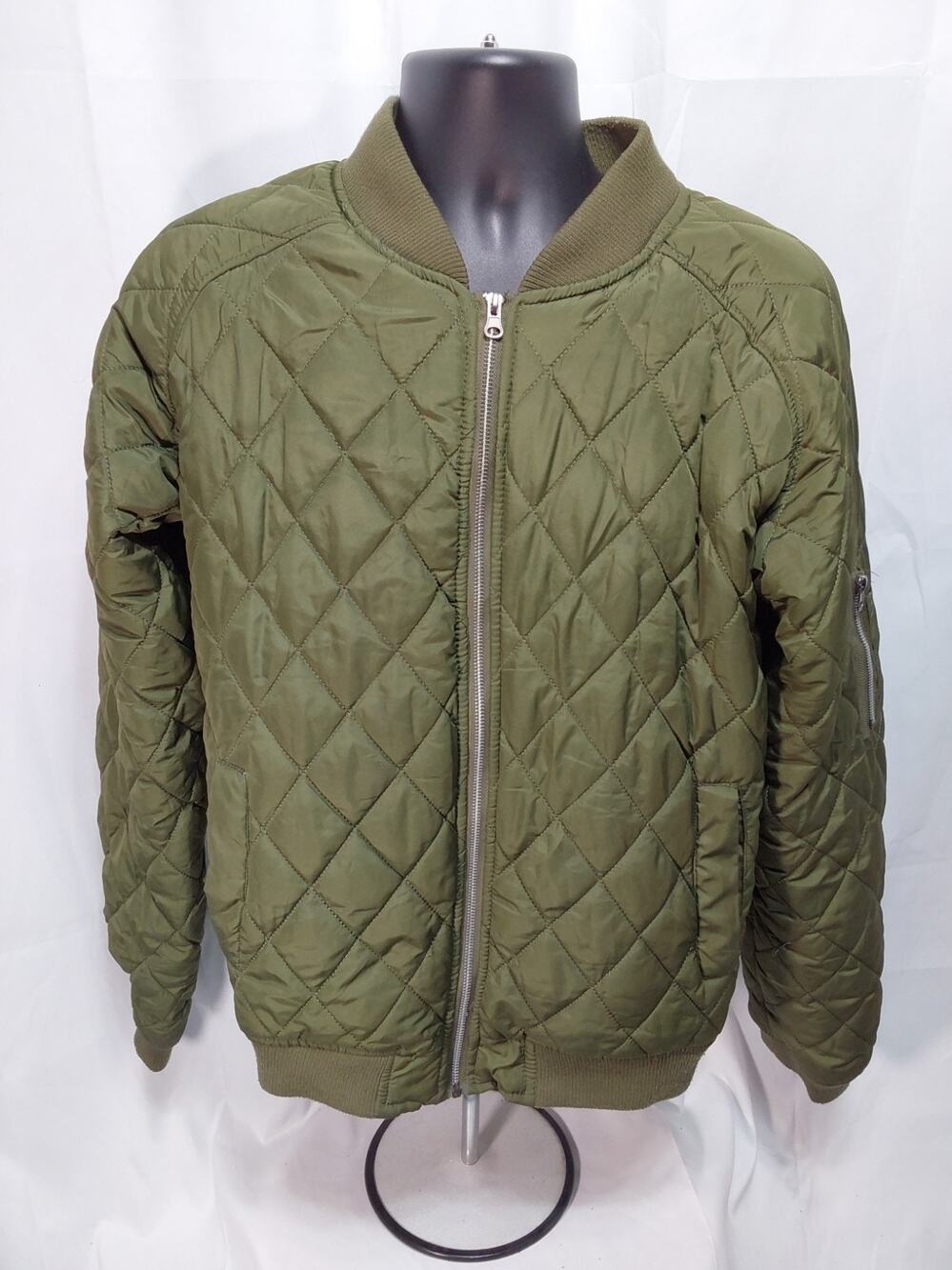 ZAK Los Angeles XL Green Diamond Quilted Full Zip Bomber Jacket